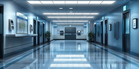 Obraz premium Employee Entrance and Exit Floor: Displaying the entrance and exit points for employees, with time clock stations and employee bulletin boards