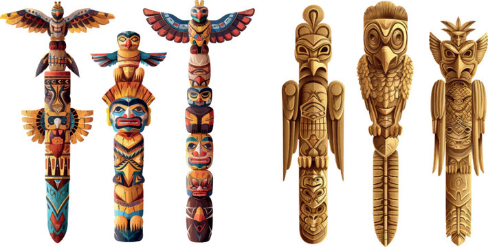 American golden ancient totems