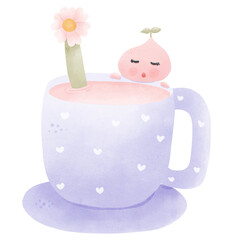 cup of milk with a flower
