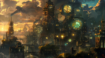 A city of clockwork, where gears turn and springs unwind in a mesmerizing dance