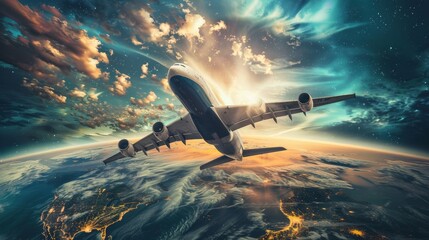 Fly around the globe in an airplane, create a collage.