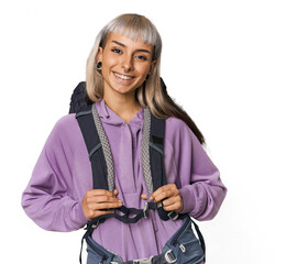 Caucasian in sportswear ready for hiking