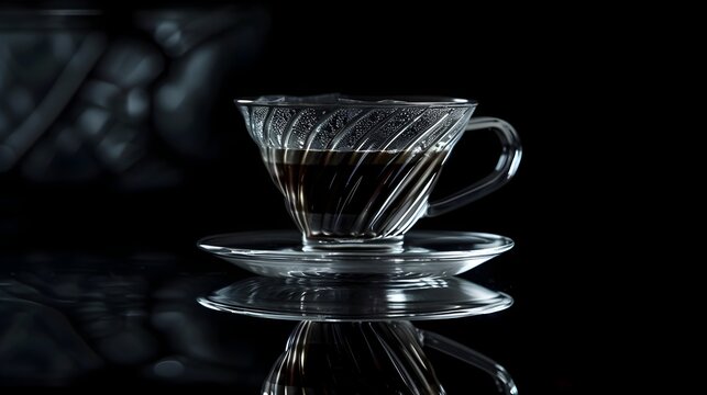 Elegant Hario V60 Coffee Dripper with Glass Cup on Dark Background