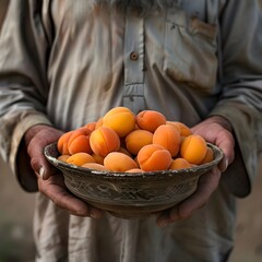 man holding basket of oranges, Basket full of colouring Apricot
