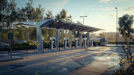 station de recharge avec borne en libre-service pour véhicule électrique