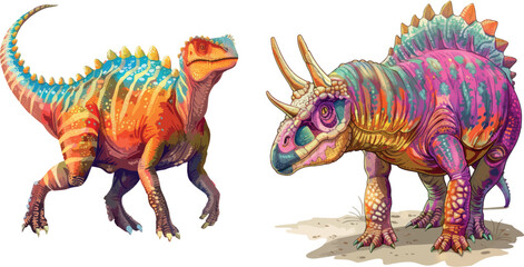 Talarurus dinosaur colorful card for kids playing illustration