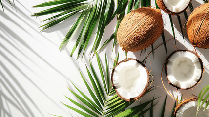 Coconut leaves on a white background