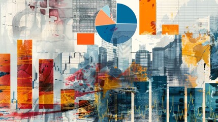 Financial concept, art collage. Market share.