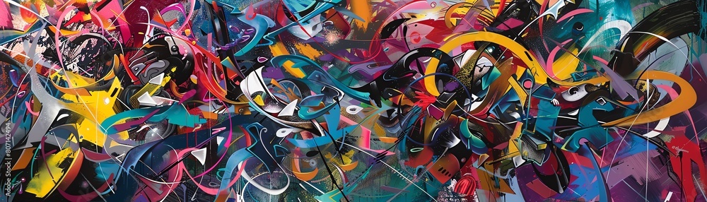 Poster experience the dynamic fusion of a panoramic view with robotic dance movements in a vibrant pop art 