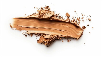 Smudged makeup foundation isolated on white background