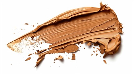 Smudged makeup foundation isolated on white background