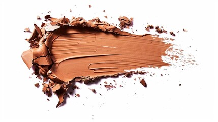 Smudged makeup foundation isolated on white background