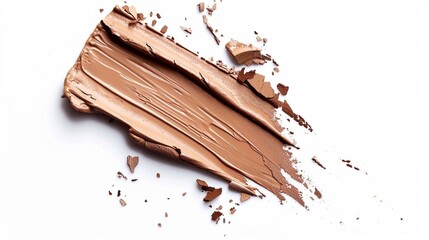 Smudged makeup foundation isolated on white background