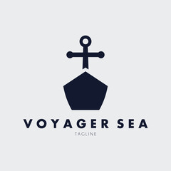 front view of the ship logo vector design