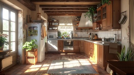 small house cross view kitchen bathroom living room 