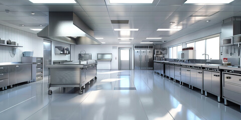 Obraz premium Food Safety Training Area Floor: Featuring a designated area for conducting food safety training sessions, with training materials and equipment