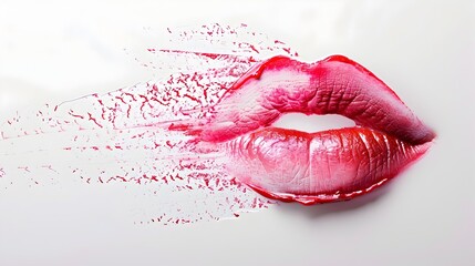 Vibrant Lipstick Kiss Marks on Elegant White Background