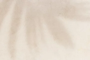 Fototapete Badezimmer Summer minimal style background with shadow from natural palm leaf on light beige concrete background, hard light, copy space. Pastel colored aesthetic photo with palm shadows at sunlight.  © yrabota