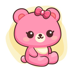 Cute little happy bear. Cartoon digital art illustration. Isolated on white