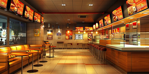 Menu Display and Pricing Area Floor: Displaying a designated area for displaying menus and pricing information, with menu boards and display stands