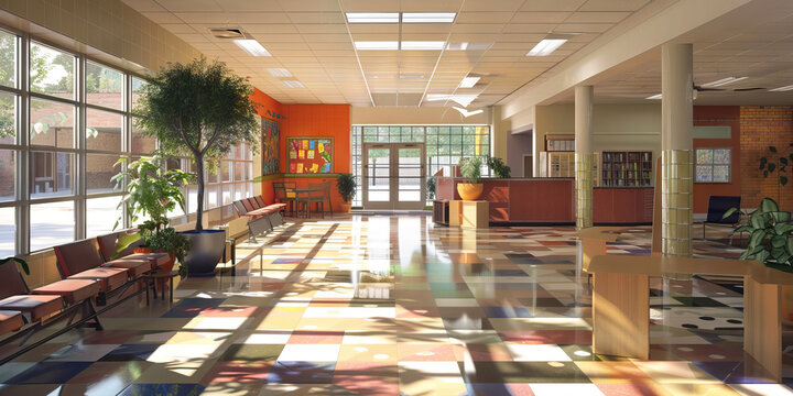 Community Outreach and Engagement Area Floor: Featuring a designated area for community outreach and engagement activities, with outreach materials and engagement stations