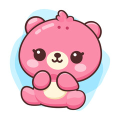 Cute little happy bear. Cartoon digital art illustration. Isolated on white