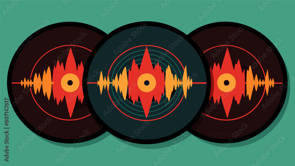 Aufkleber a set of vinyl coasters each one featuring the sound waves of a different song making for a unique a