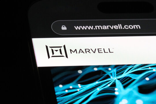 Shanghai,China-May 6th 2024: Marvell Technology company brand logo on website