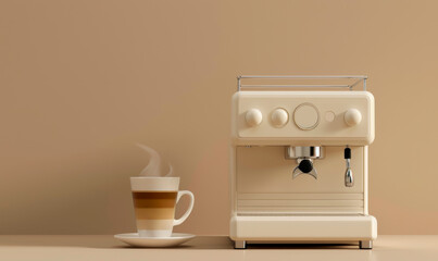 3D coffee machine minimalism - obrazy, fototapety, plakaty