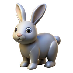 3D rabbit with transparent and gray background