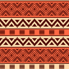 Seamless ethnic pattern. Handmade. Horizontal stripes. Vector illustration.