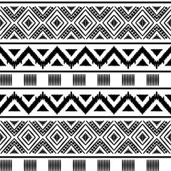 Seamless ethnic pattern. Handmade. Horizontal stripes. Black and white print for your textiles. Vector illustration.