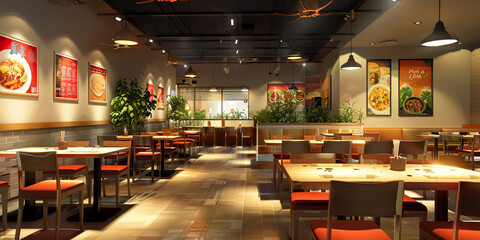 Seasonal Menu Planning Area Floor: Showing a designated area for planning seasonal menus and promotions, with menu planning boards and seasonal display areas