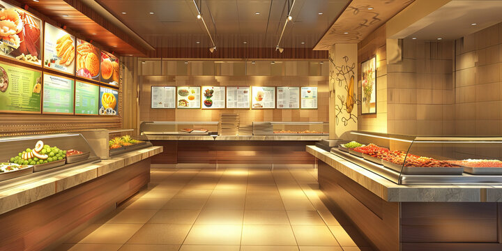 Seasonal Menu Planning Area Floor: Showing a designated area for planning seasonal menus and promotions, with menu planning boards and seasonal display areas