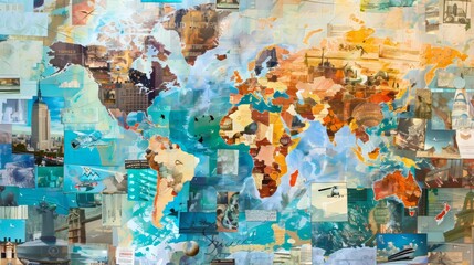 A selection of tours around the world. A collage of art.