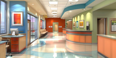 Health and Wellness Promotion Area Floor: Showing a designated area for promoting health and wellness initiatives, with educational materials and wellness program information