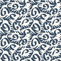 Black and white pattern with doodle style. Vector