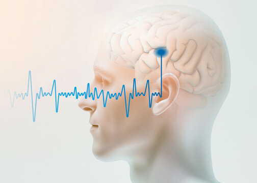 Good hearing, sound waves, auditory sense, illustration.
