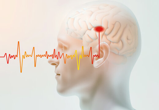 Tinnitus, sound waves, auditory sense, illustration