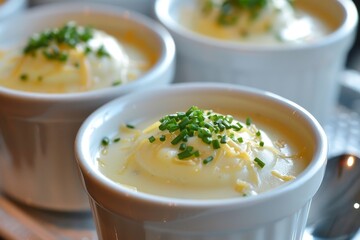 Potato cheese soup in cups
