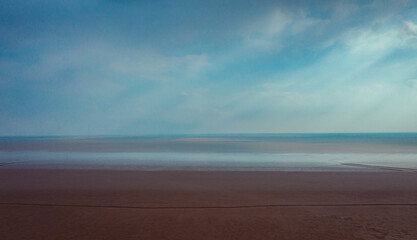 Aerial photography of beachfront tidal flats in Dongying City, Shandong Province