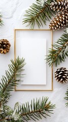 Festive Frame Amidst Pine and Cones