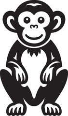 Cute smiling monkey silhouette vector illustration.