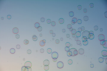 Lots of soap bubbles in the sky