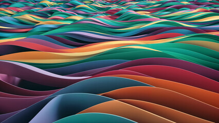background of 3D waves in various colors of the rainbow