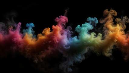 a rainbow smoke cloud on a black background