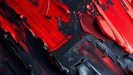 Red black paint mixture, wet oil painting on canvas, abstract modern art concept, color wallpaper...