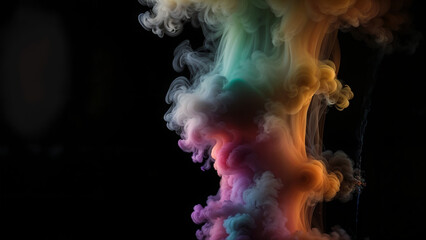 a rainbow-colored smoke column on a black background