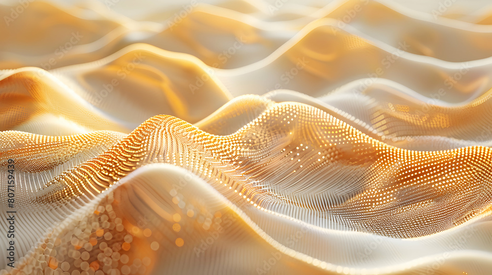 Poster digital abstract landscape: photo realistic data dunes concept with rolling dunes of data forming a 