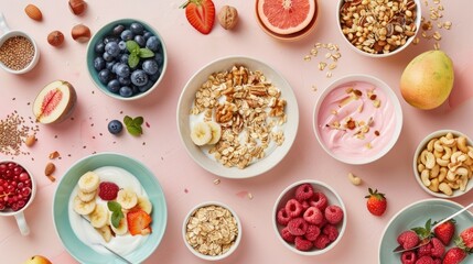 Boho Morning Bliss, nutritious breakfast bowls with fruit, nuts and Greek yogurt